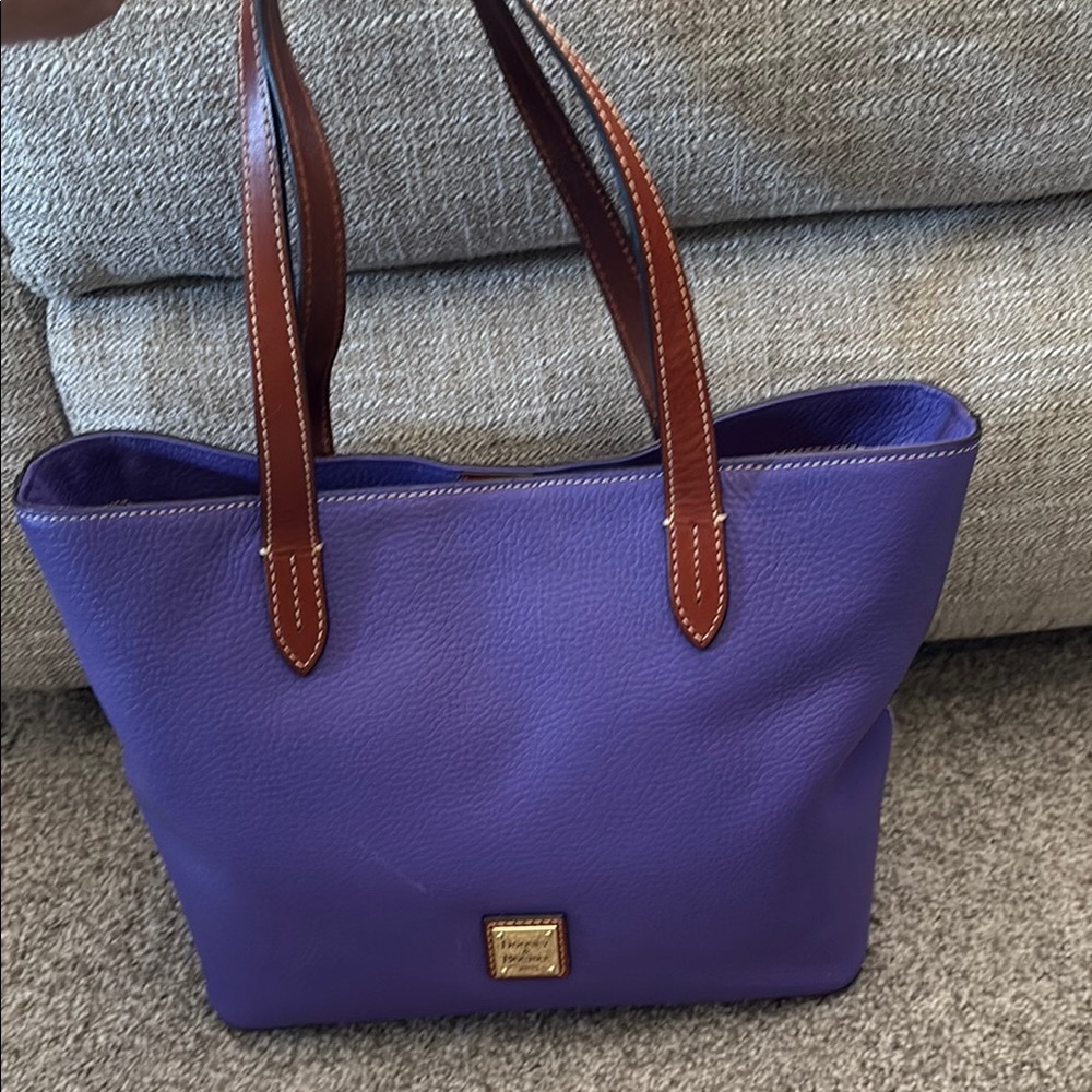 Dooney & Bourke Purple and Brown Leather Tote
